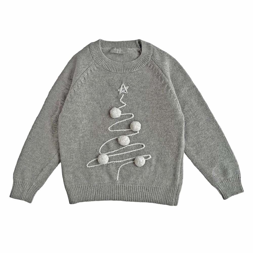 Boys Preowned II Gufo Grey Merino Wool Christmas Jumper Size 3 Years