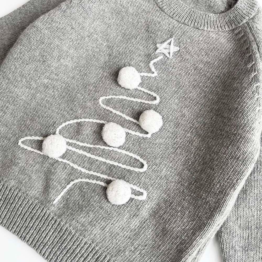 Boys Preowned II Gufo Grey Merino Wool Christmas Jumper Size 3 Years