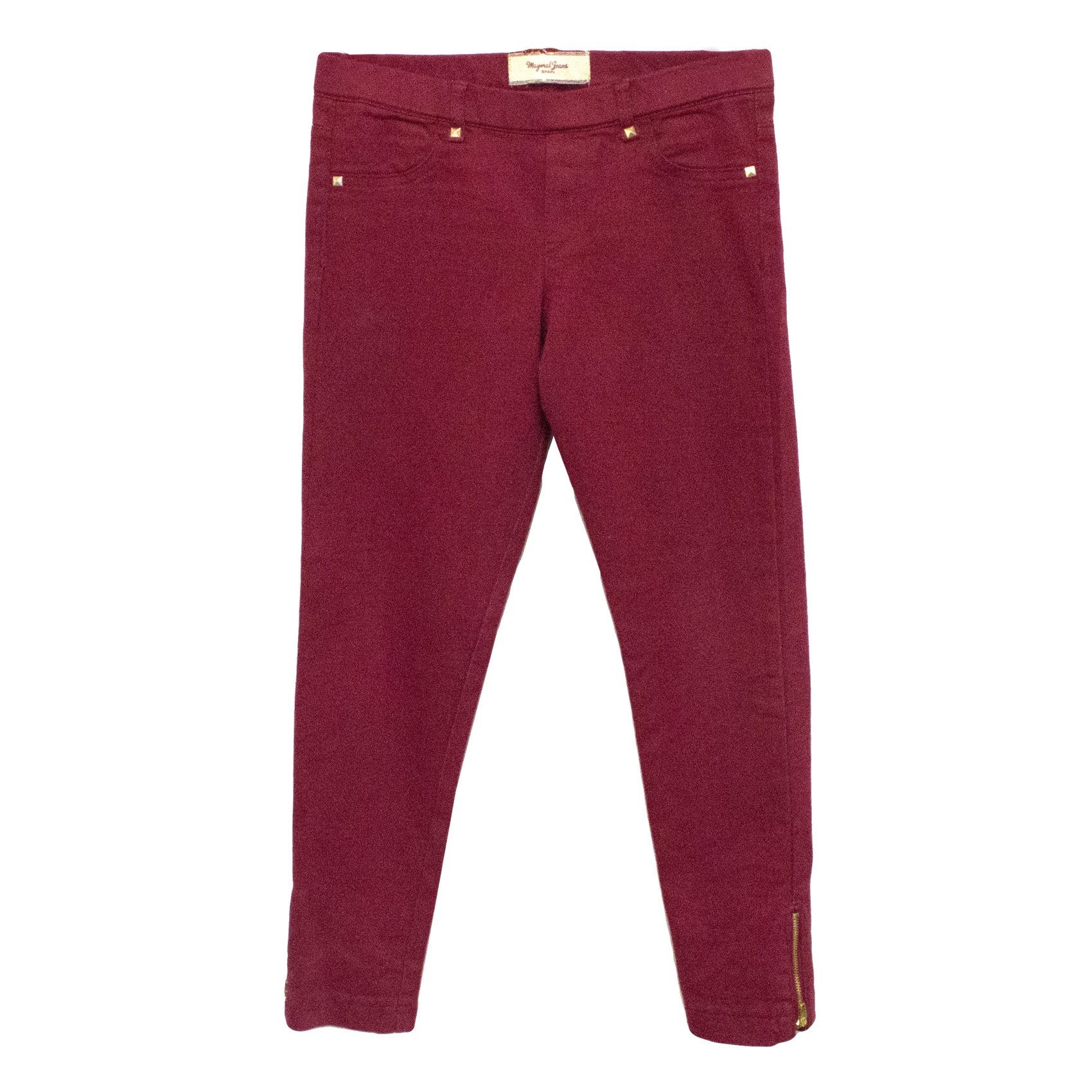 Boys Preowned Mayoral Red Jeans with Zip Ankle Fastening Size 8 Years cotton