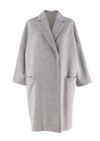 Brunello Cucinelli Grey Marl Cashmere  Blend Cocoon Coat Size XXS