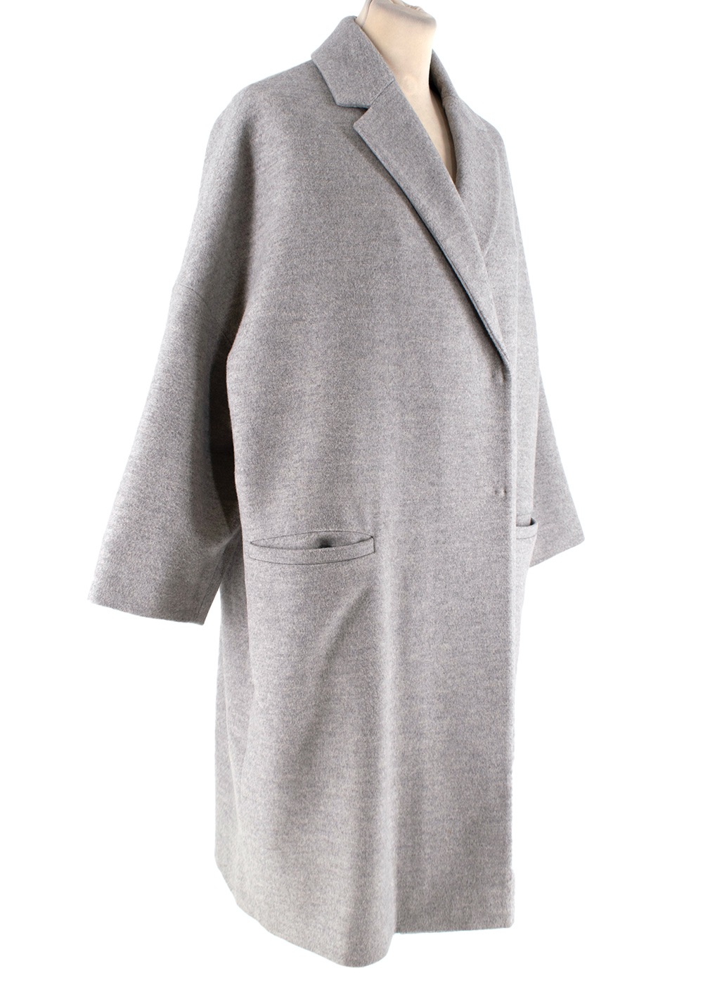 Brunello Cucinelli Grey Marl Cashmere  Blend Cocoon Coat Size XXS