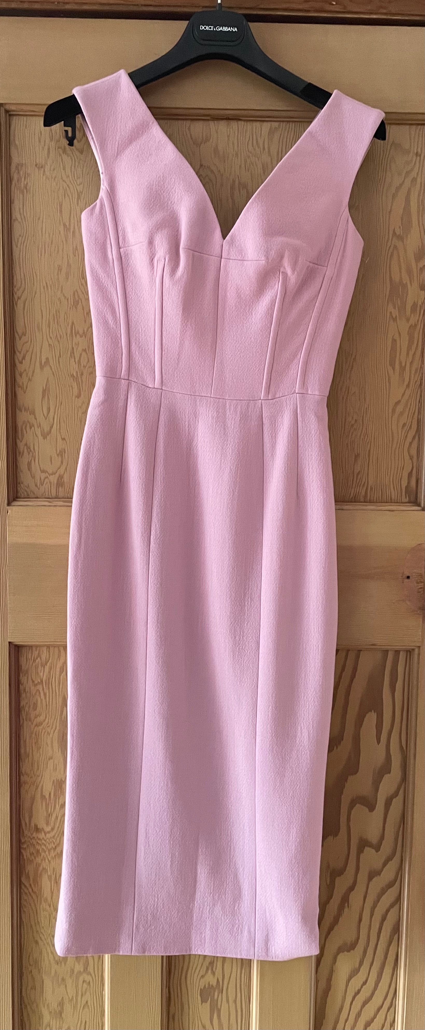 Dolce  Gabbana Pink Crepe Midi Dress Size XXS wool/polyamide/elastane