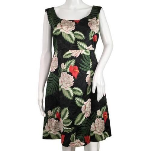 Gucci Hawaiin Printed Black Silk Sleeveless Dress Size XS