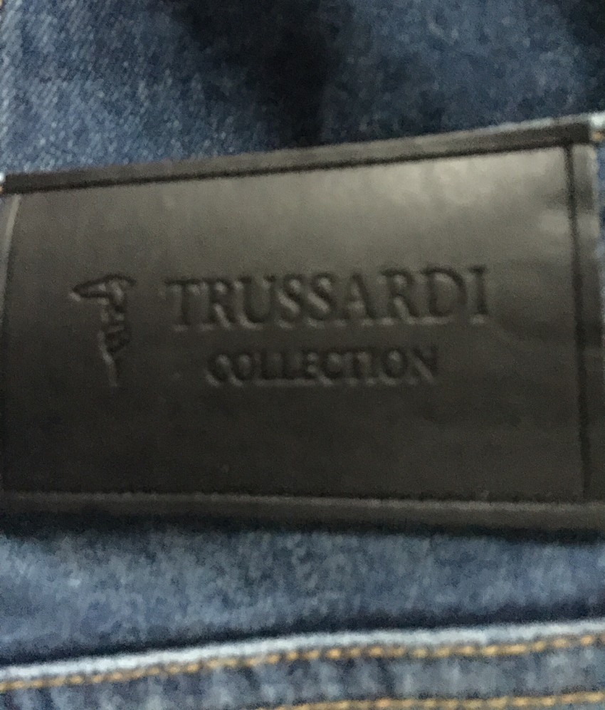 Trussardi Distressed Cuffed Slim Jeans Size 27/69 Blue denim