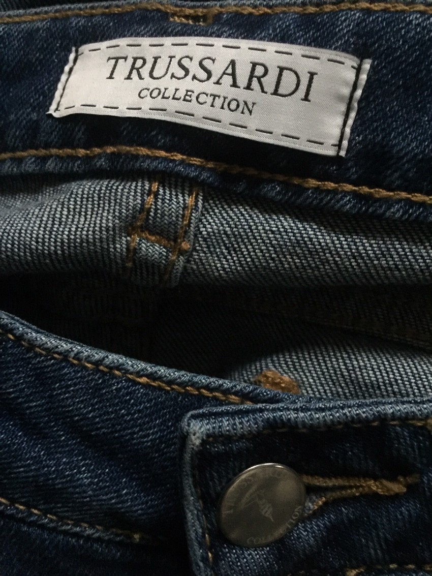 Trussardi Distressed Cuffed Slim Jeans Size 27/69 Blue denim