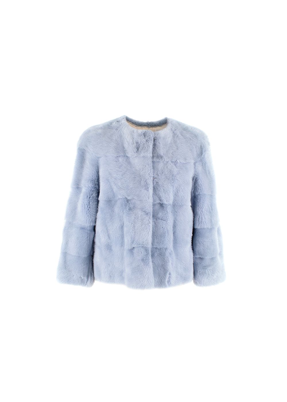 Light blue mink vison cropped sleeved jacket Size XS