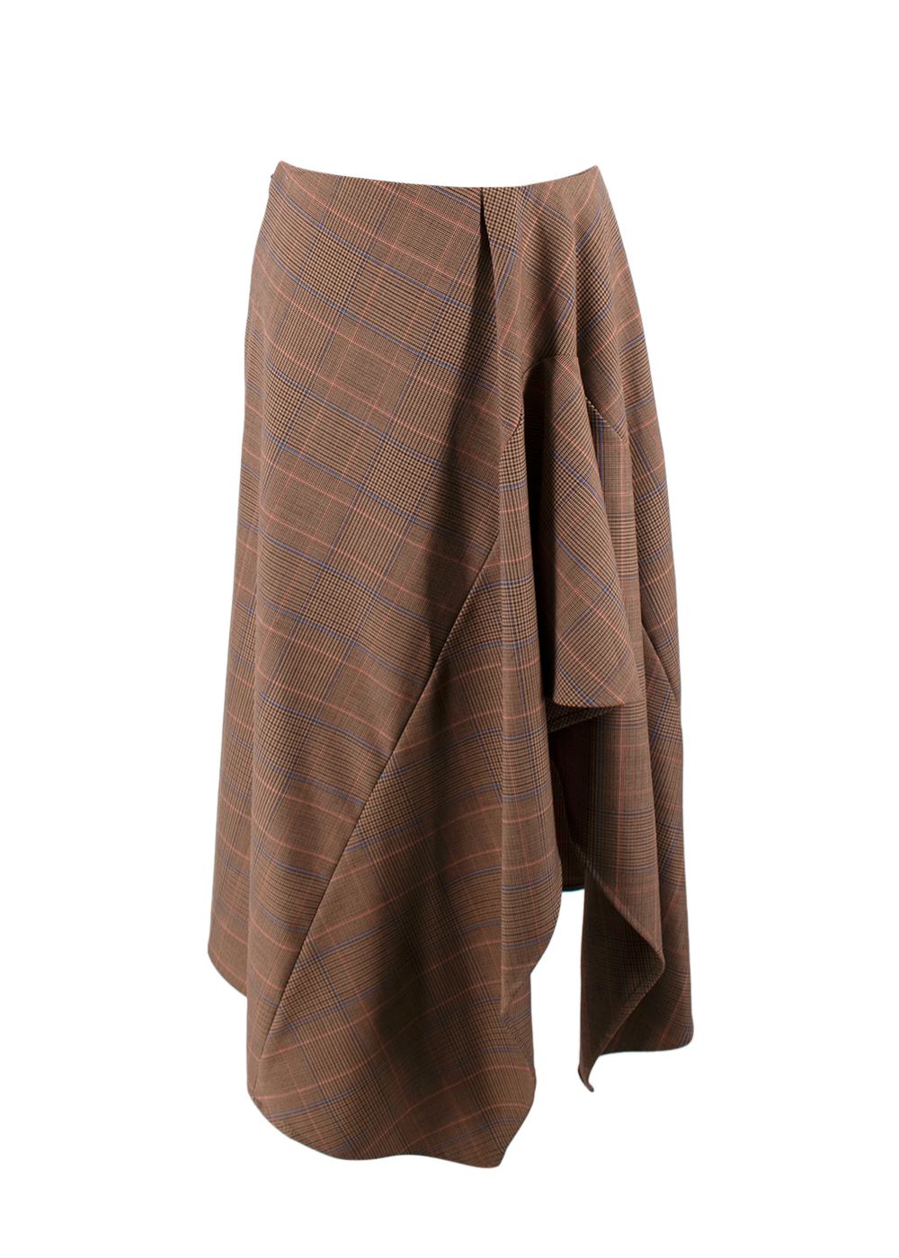 ALC Brown Plaid Handkerchief Midi  Skirt Size XS polyester