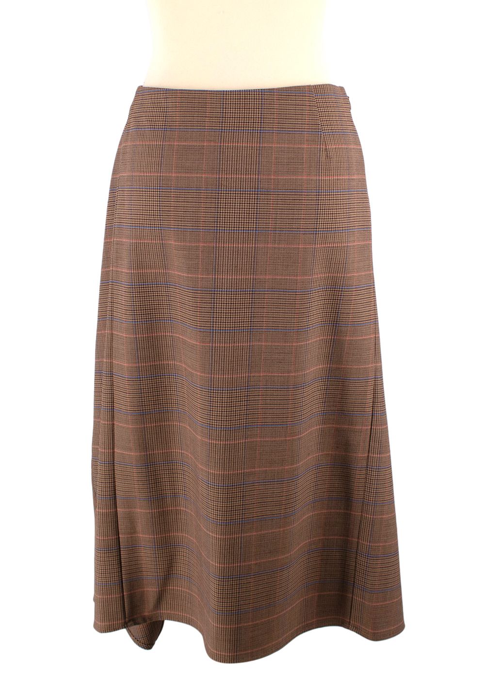 ALC Brown Plaid Handkerchief Midi  Skirt Size XS polyester