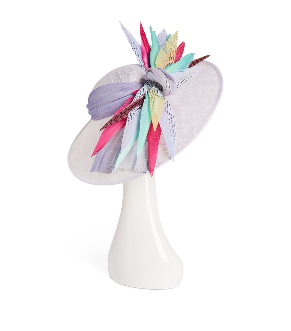 Preowned Vivien Sheriff Lilac Feather Side Sweep Fascinator Hat polyester