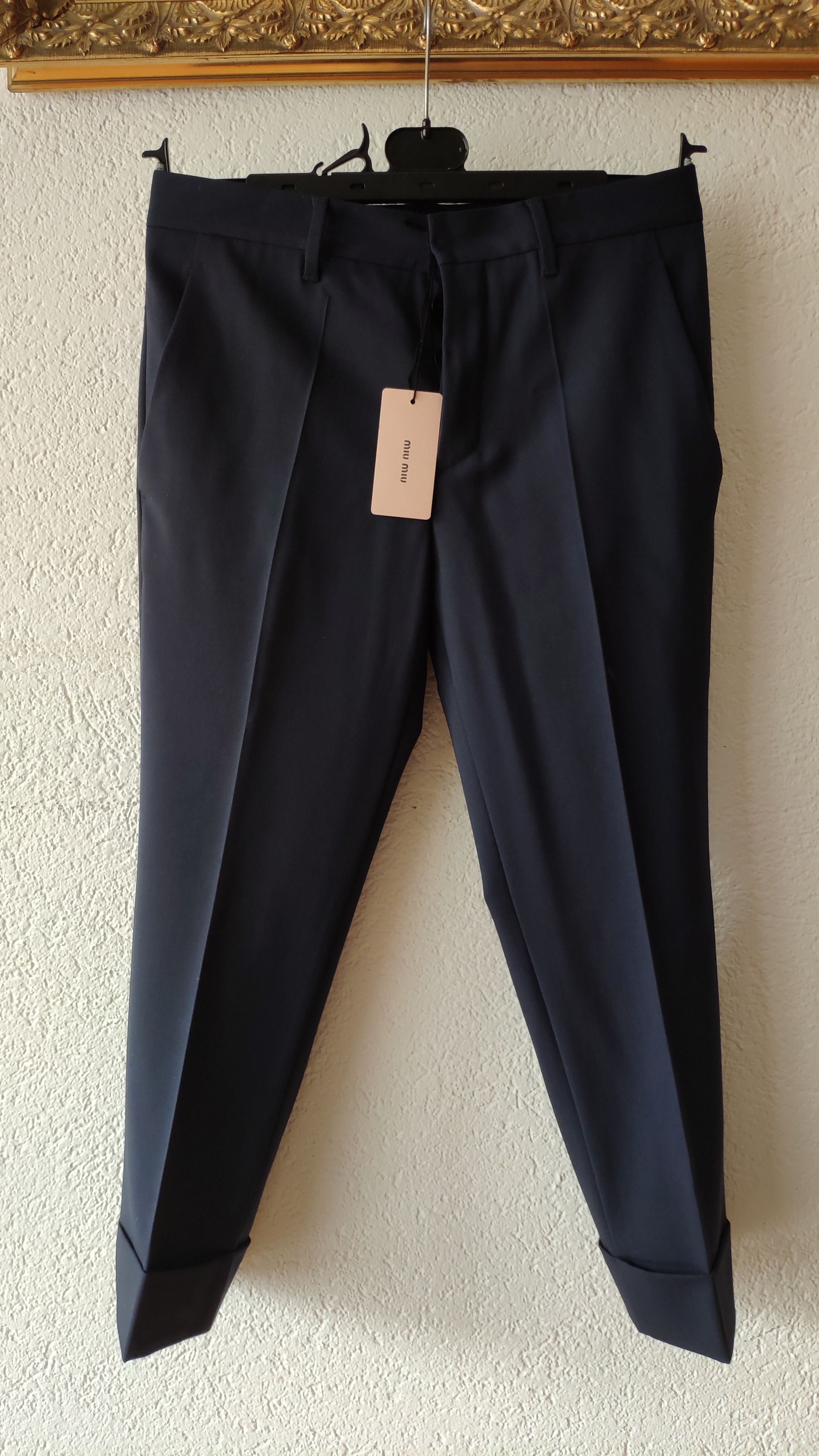 Miu Miu Virgin Wool Blue Tailored Pants Size 38