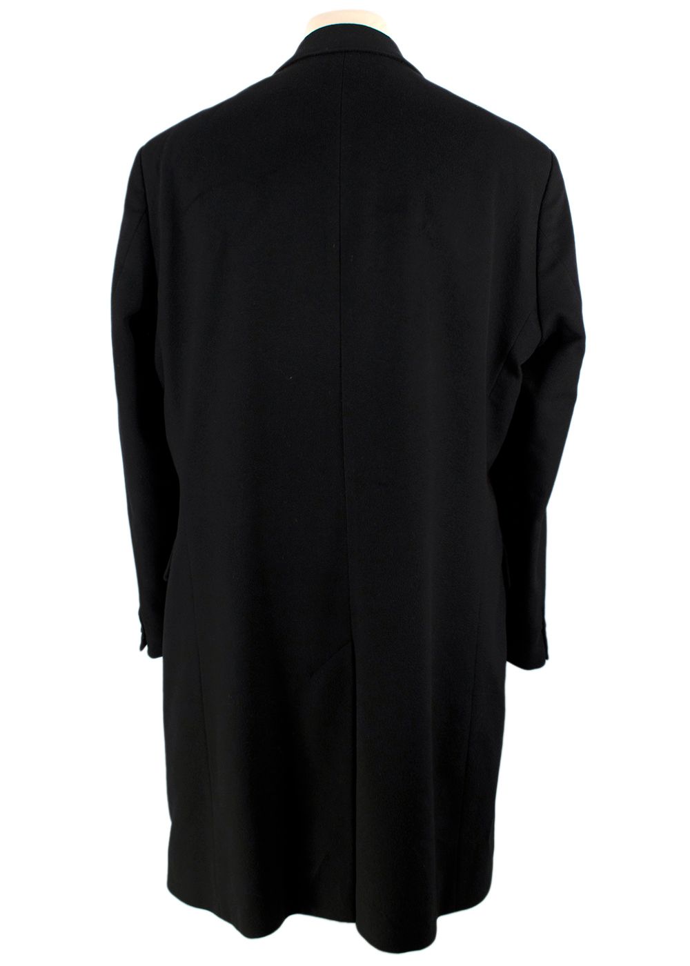 Men's Preowned Torrente Black Wool Longline Coat Size L