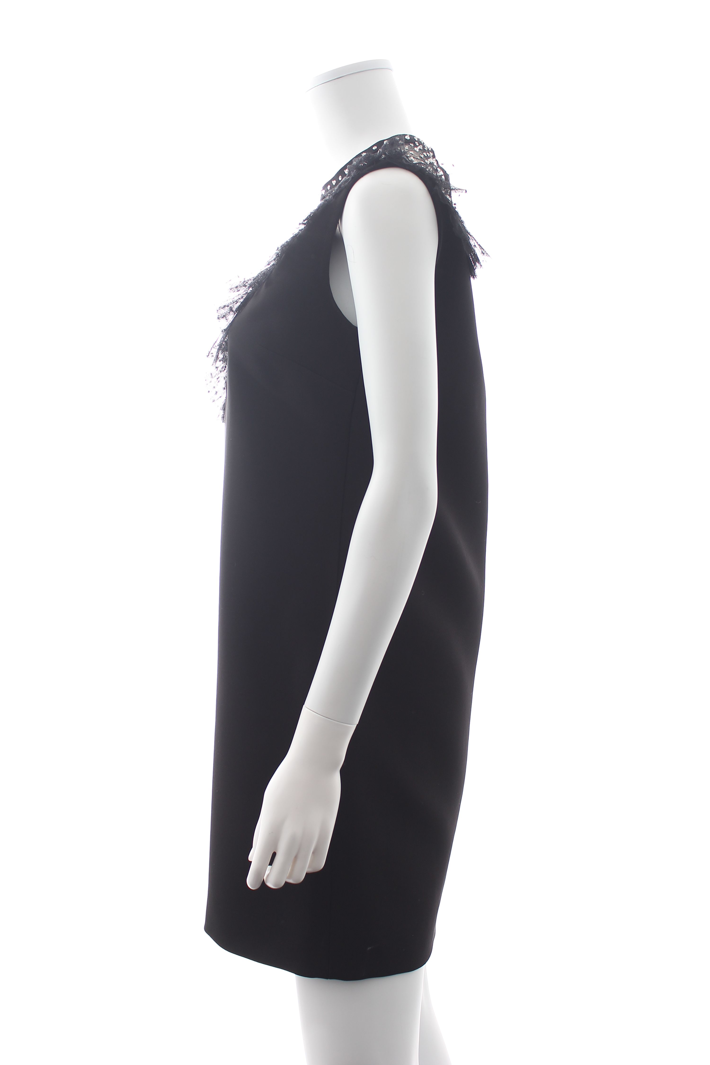 Preowned MiuMiu Black Tulle Panelled Mini Dress Size M triactete/polyester/trim