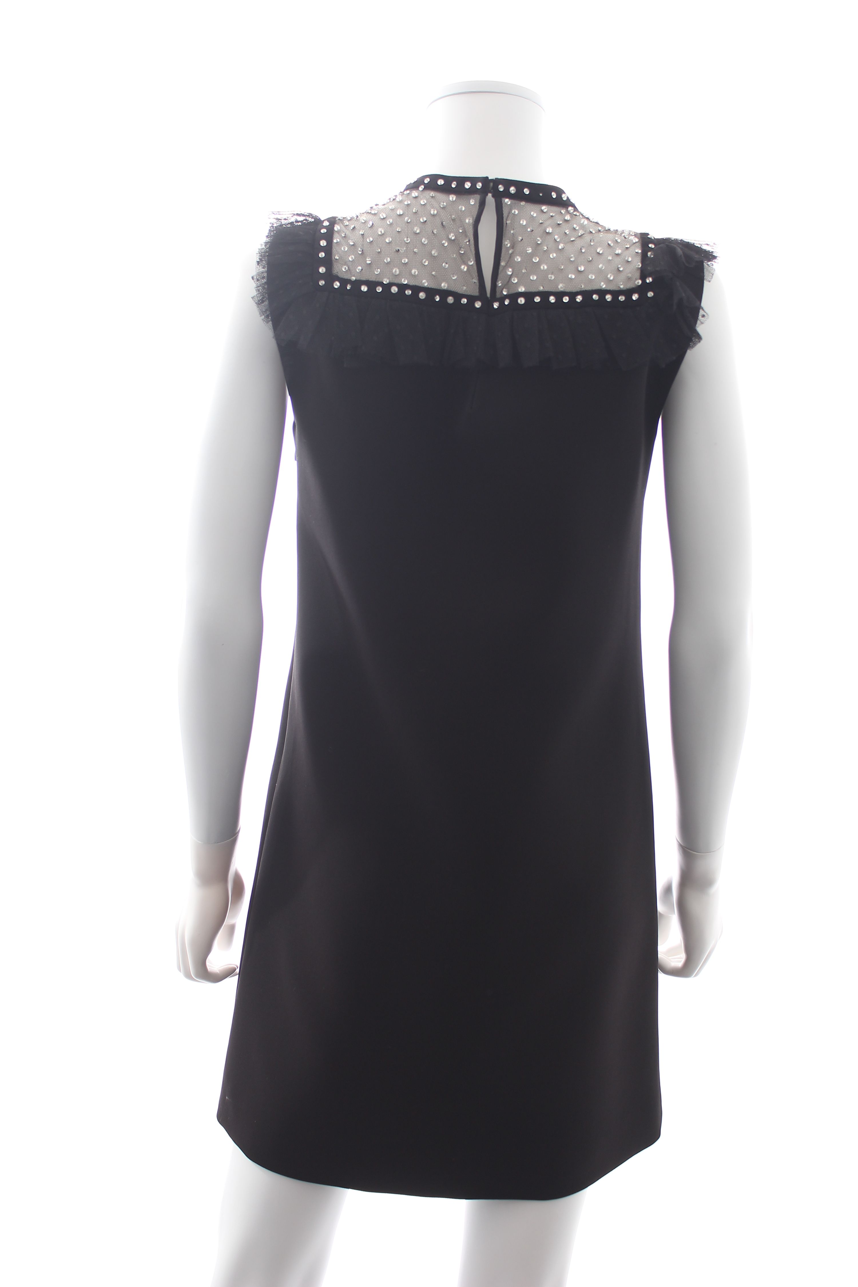 Preowned MiuMiu Black Tulle Panelled Mini Dress Size M triactete/polyester/trim