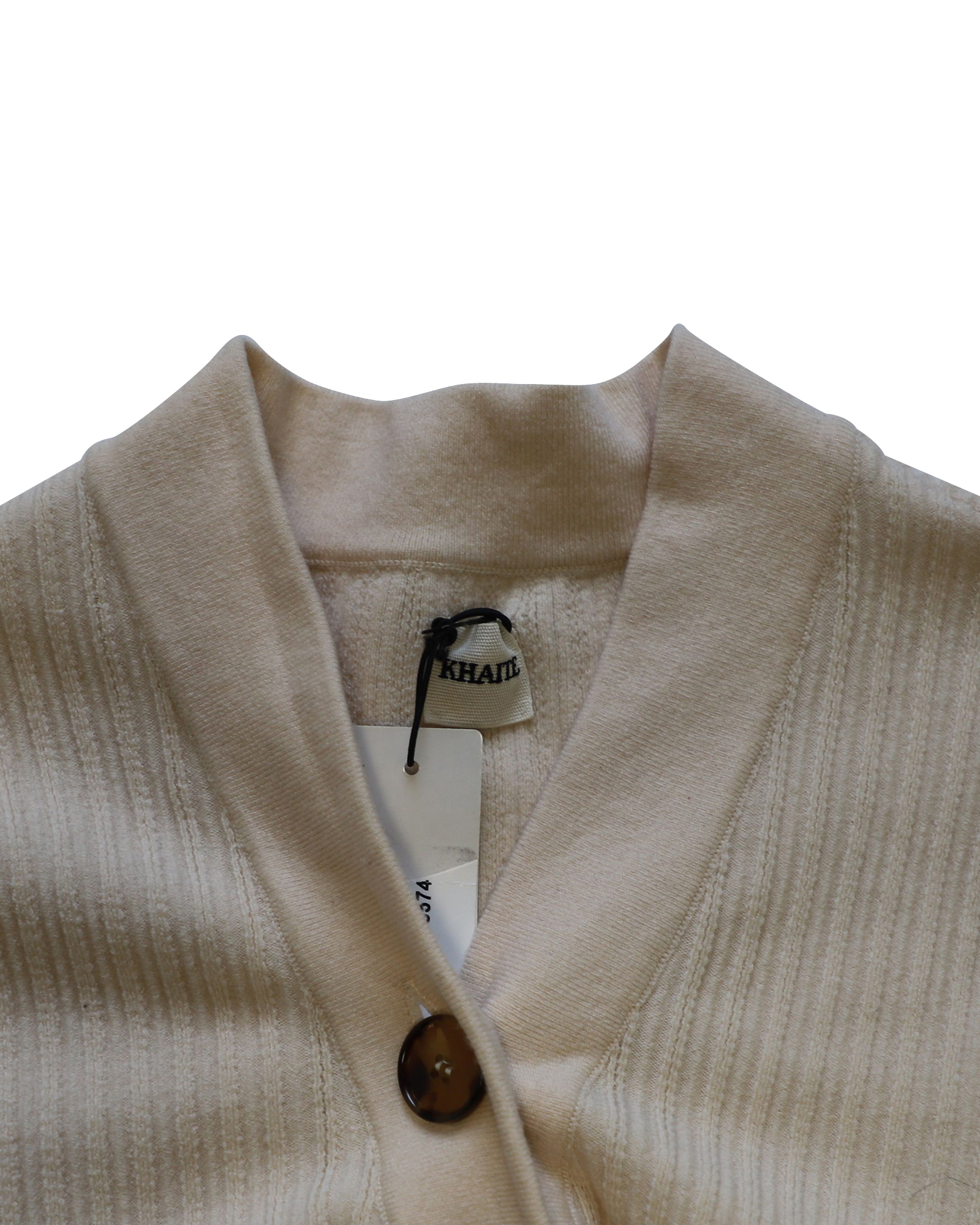 Khaite Cream Gloria V-neck Ribbed-Knit Sweater Size M