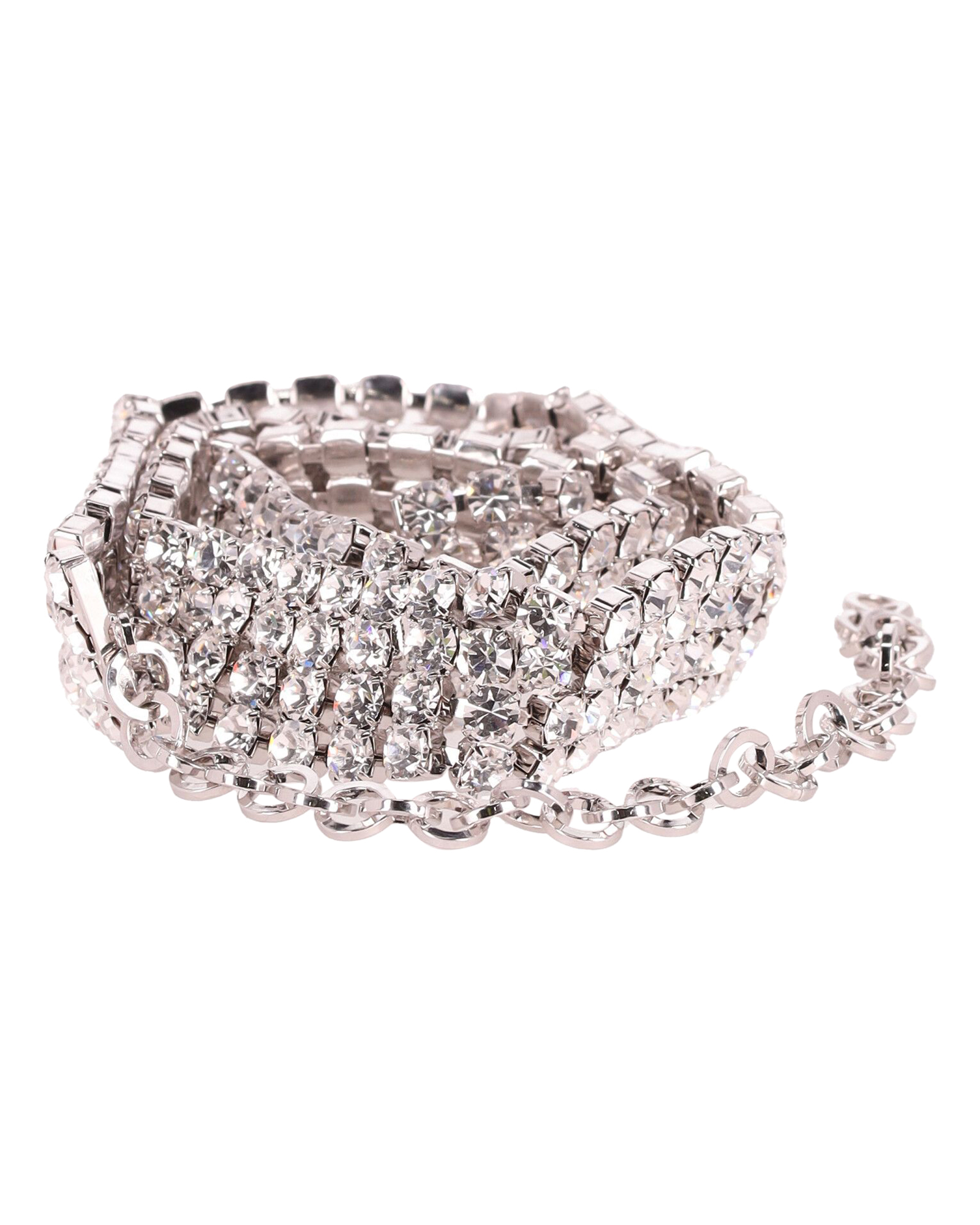 Preowned Alessandra Rich silver-tone brass  crystal belt metallic | silver metal