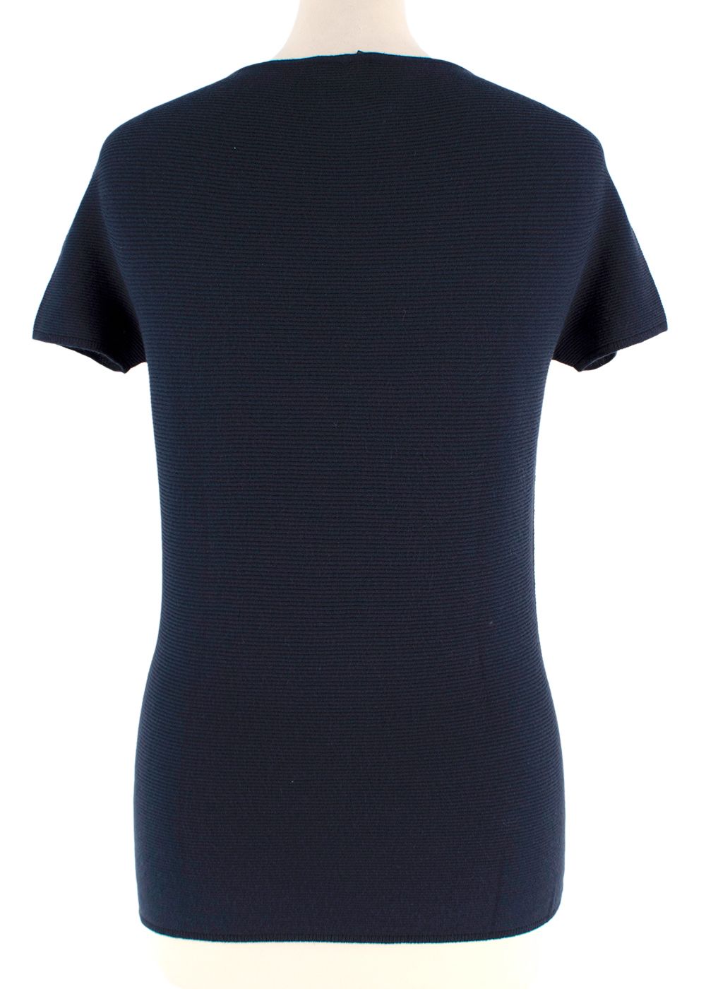 Giorgio Armani Navy Ribbed T-Shirt Size L viscose/polyester