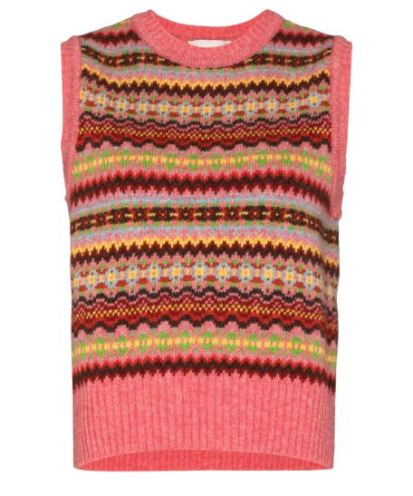 Preowned Molly Goddard Pink Fairisle Sweater Vest Size M Pink, multicolored wool