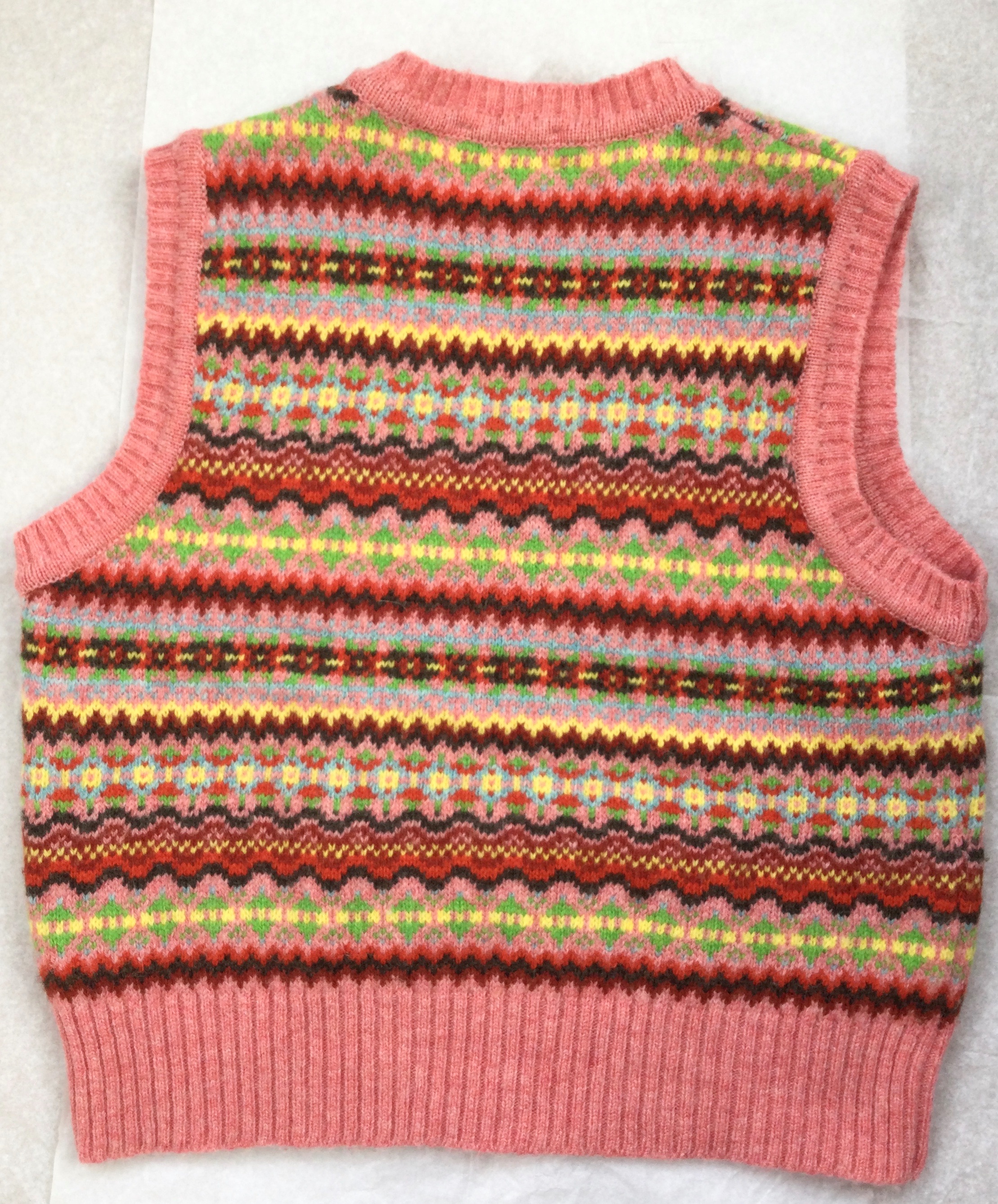 Preowned Molly Goddard Pink Fairisle Sweater Vest Size M Pink, multicolored wool