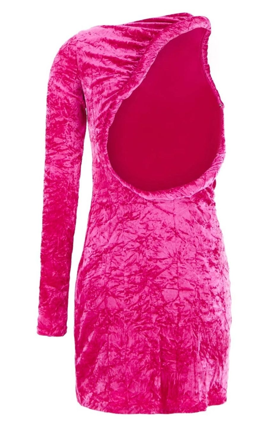 Versace One-shoulder open-back crushed-velvet mini dress Size XS Fuschia velvet