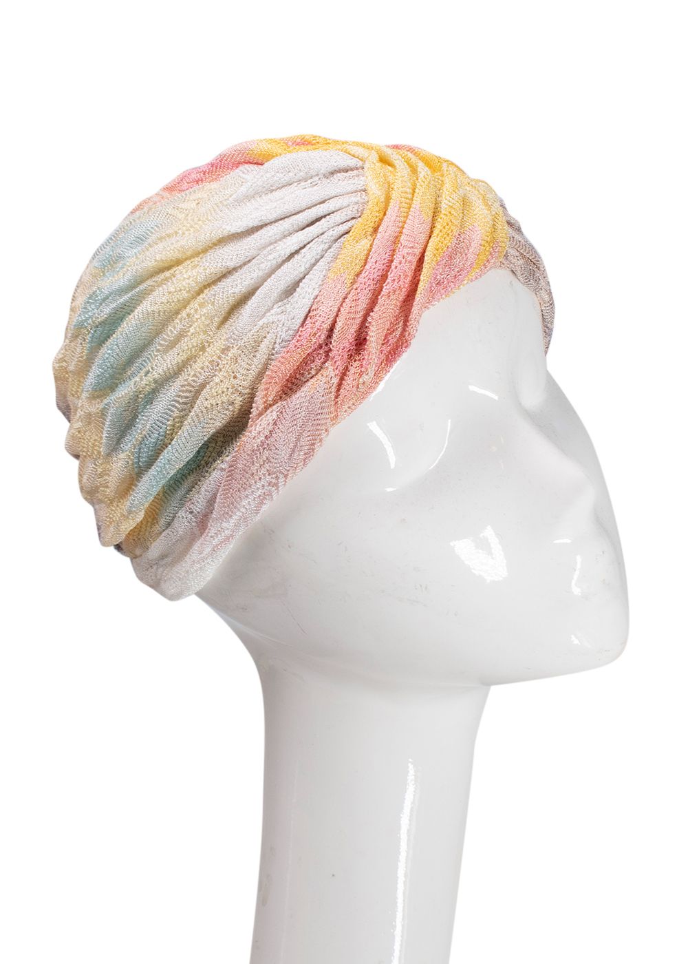 Missoni Pastel Knit Turban pink yellow green cream blue rayon/cupro/polyester