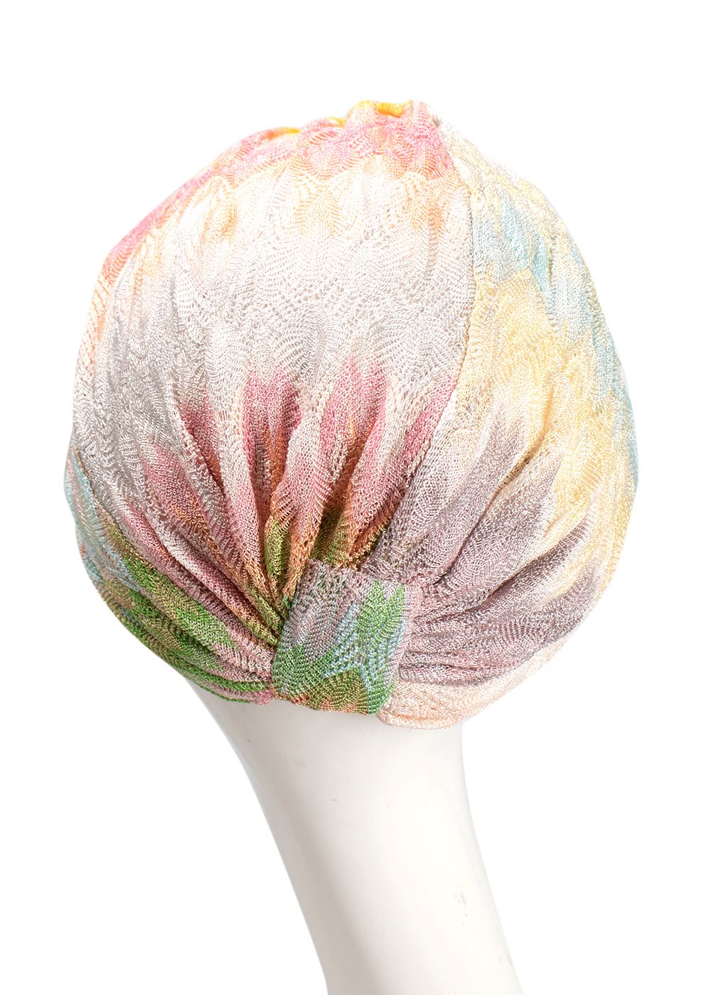 Missoni Pastel Knit Turban pink yellow green cream blue rayon/cupro/polyester