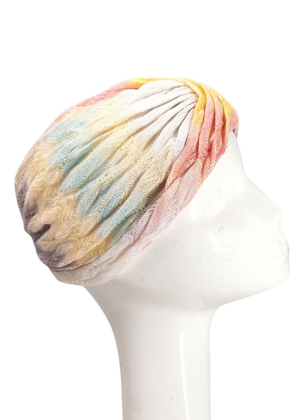 Missoni Pastel Knit Turban pink yellow green cream blue rayon/cupro/polyester