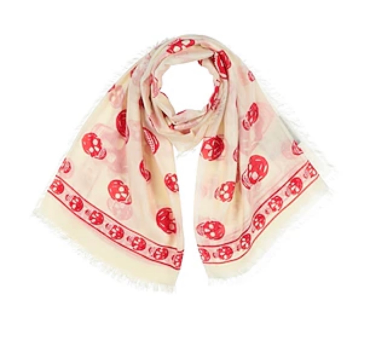 Alexander McQueen Skull Silk Scarf white