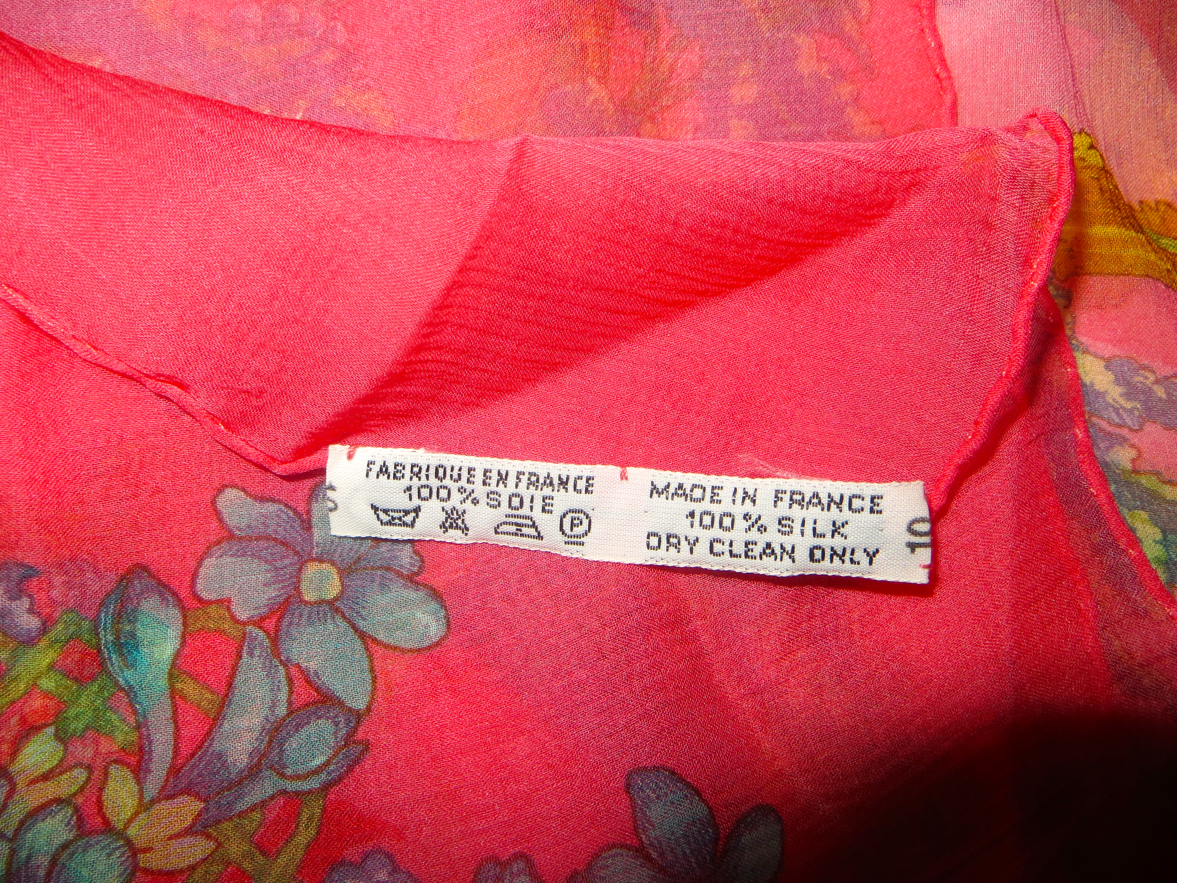 Hermes Fleur de chien XL scarf wrap Pink silk