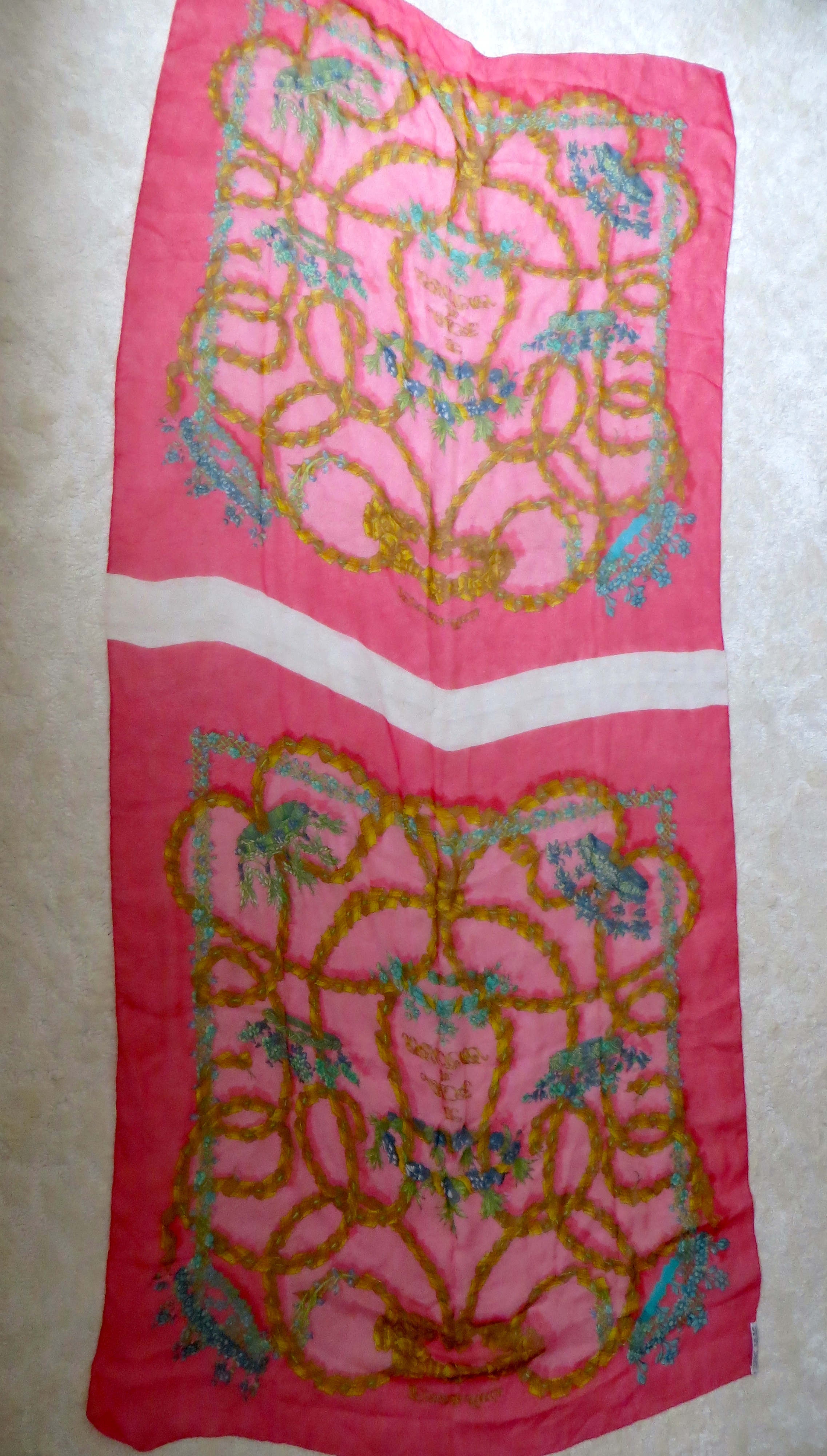 Hermes Fleur de chien XL scarf wrap Pink silk