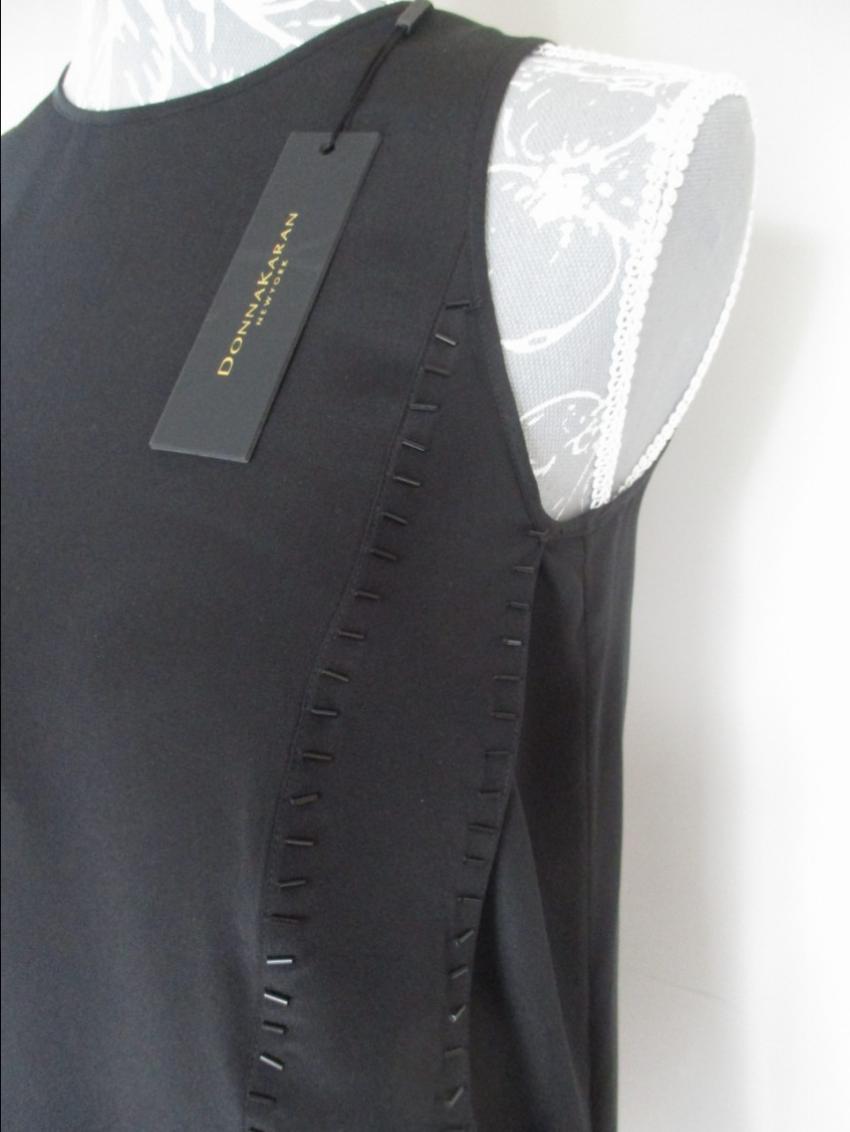 Donna Karan Black 100% Silk Tunic Long Top Made in Italy Size XXS