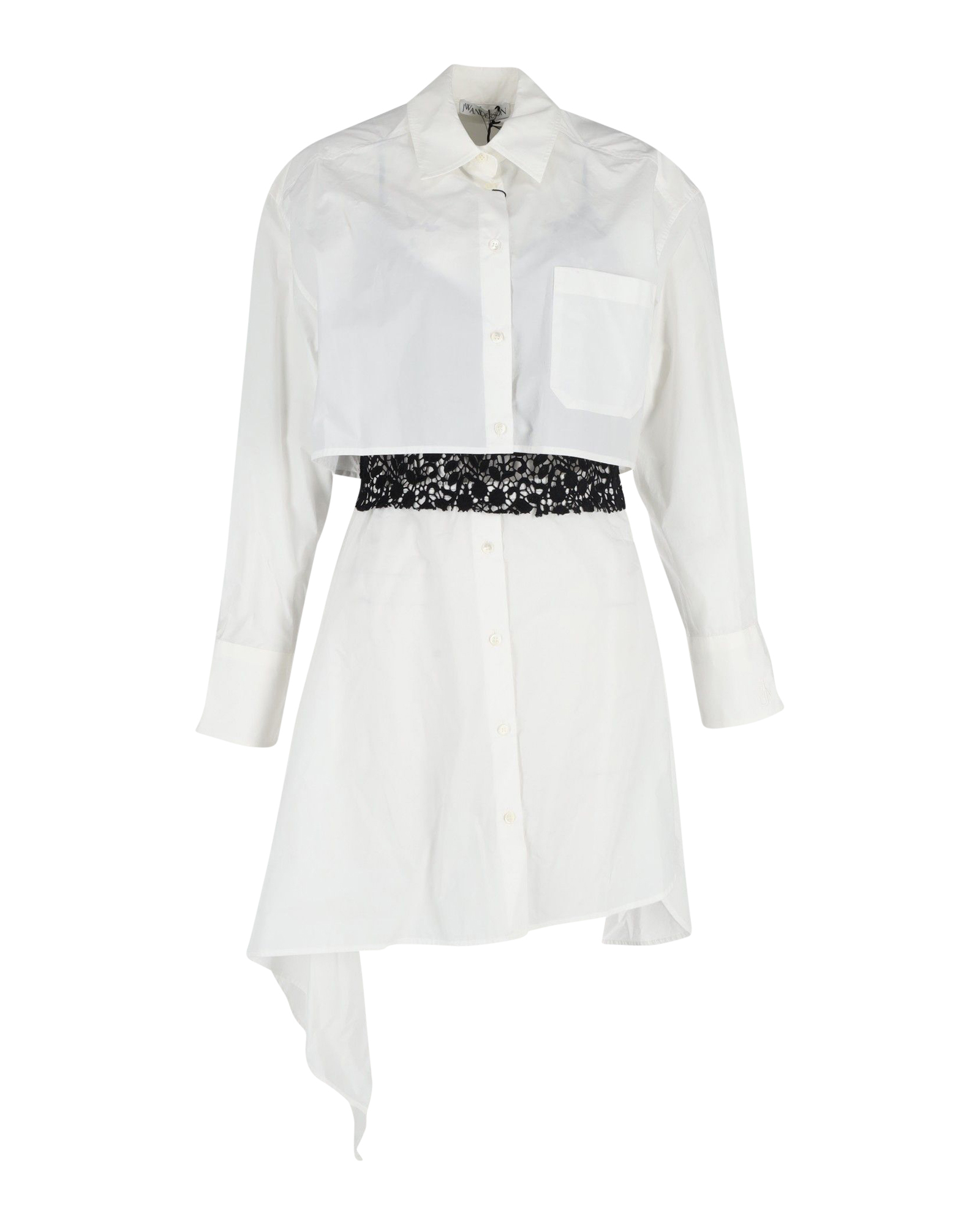 Preowned JW Anderson White Lace Insert Shirt Dress Size S cotton