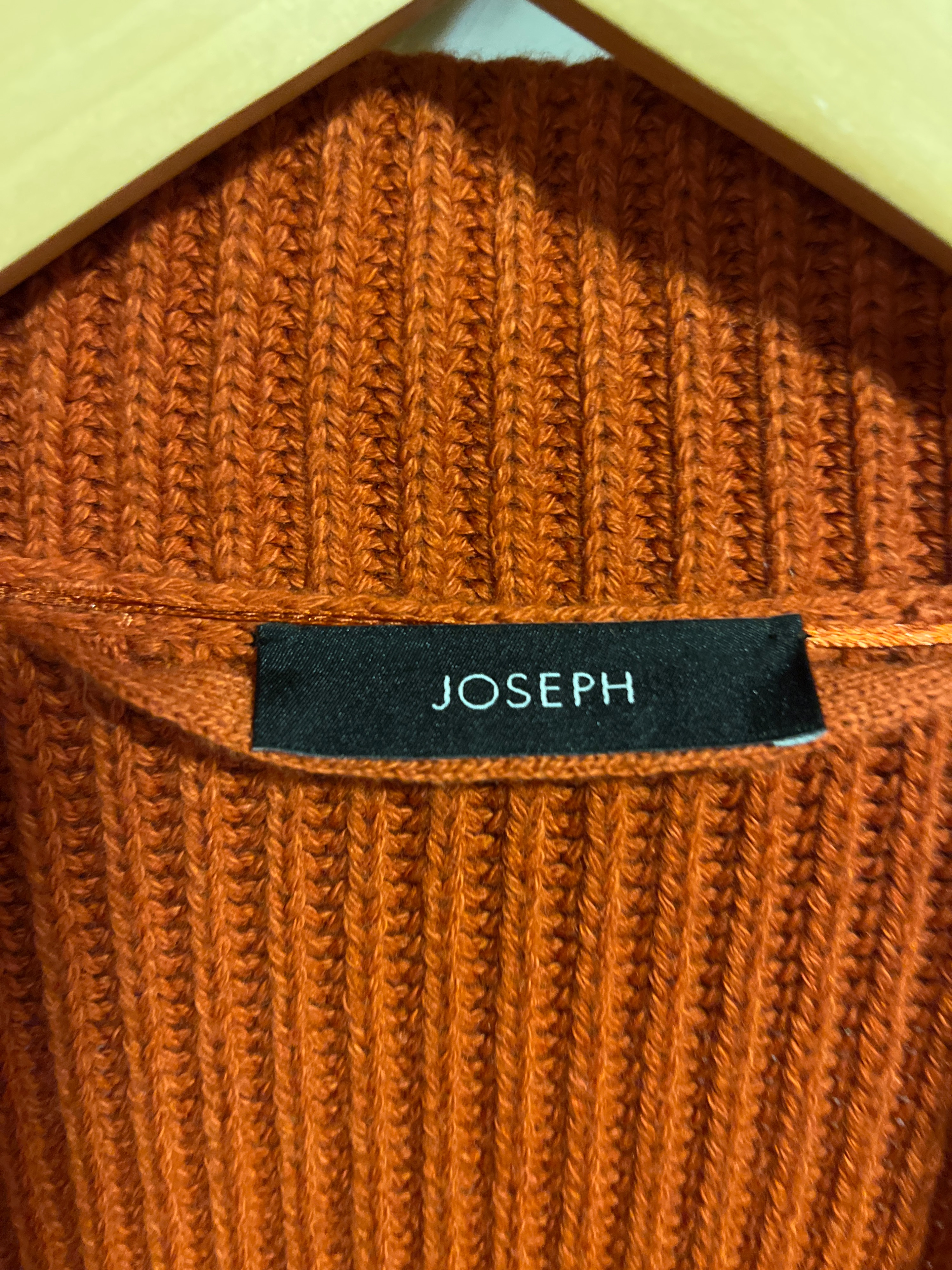 Joseph Jospeh Orange Belted Rib Knit Longline Cardigan Size XS Orange Red cotton/wool/cashmere