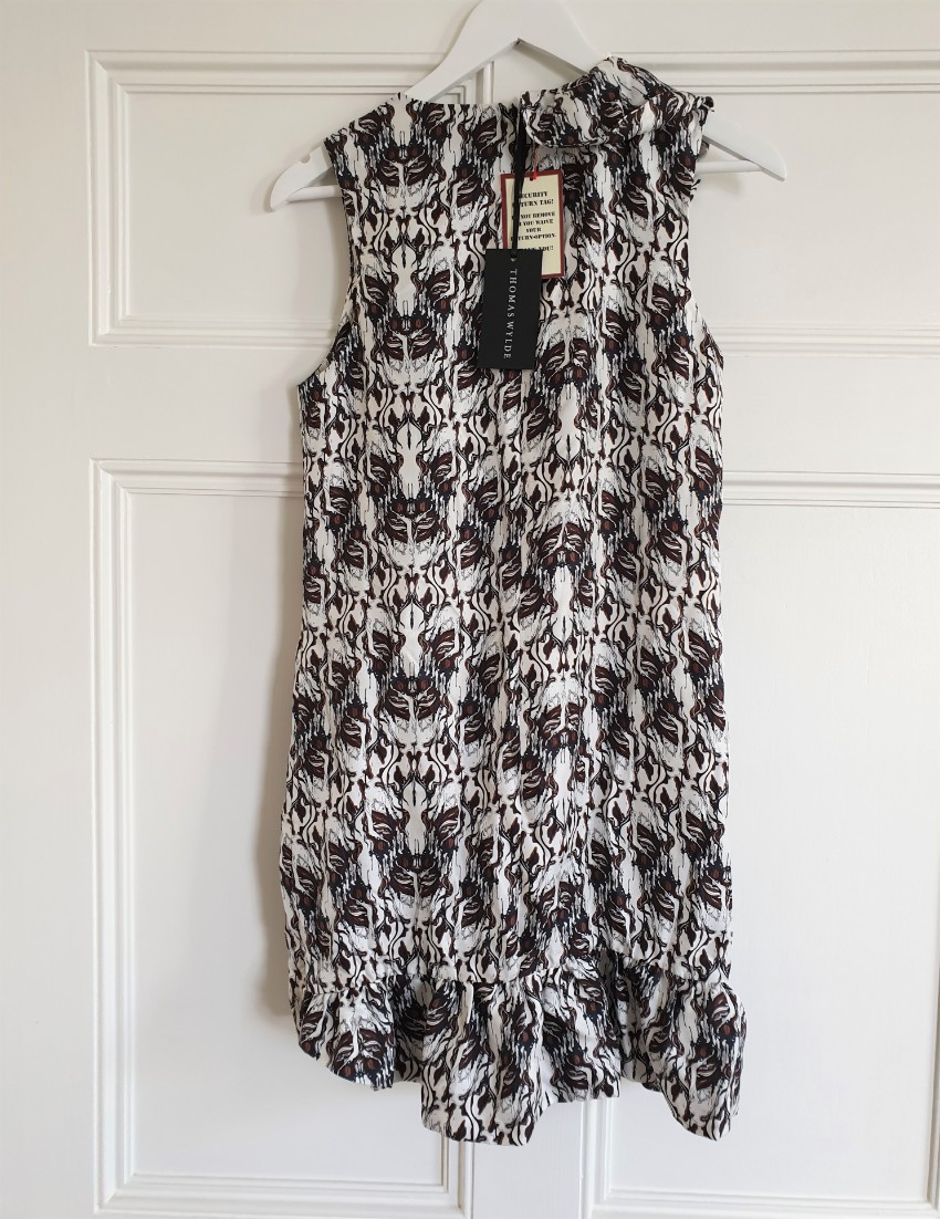 Thomas Wylde black and white sleeveless silk dress Size S Grey