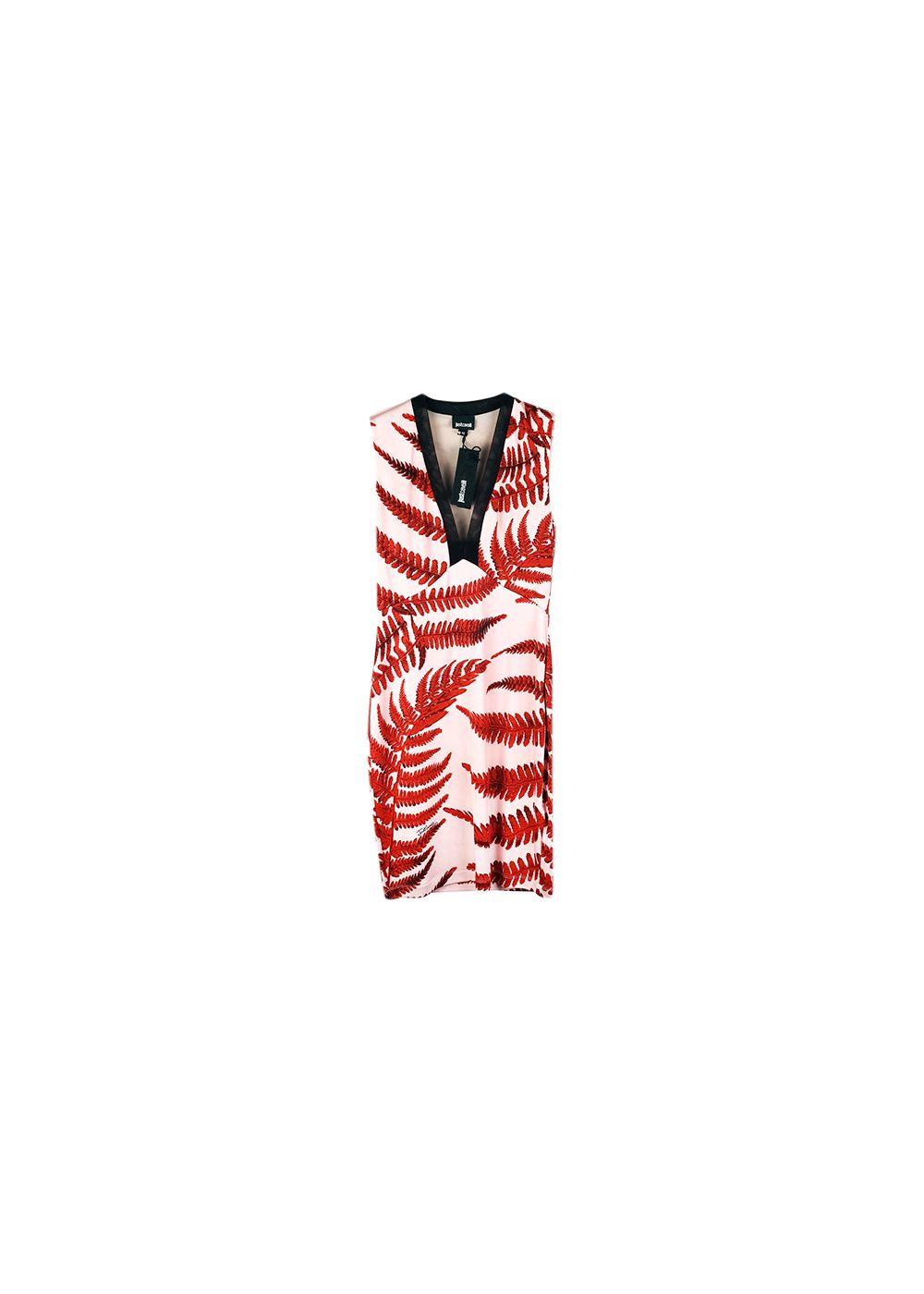 Just Cavalli Fern Print Shift Dress Size XS Red viscose