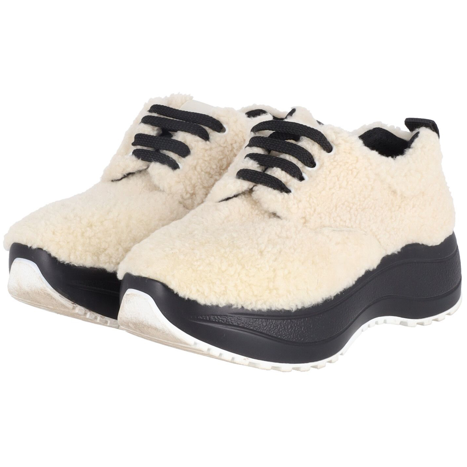 Preowned Celine Cream shearling Delivery trainers Size 35 white | cream