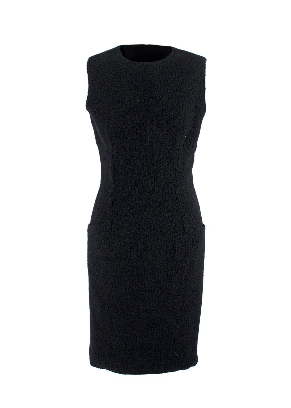 Preowned Valentino Black Boucle Midi Dress Size S wool