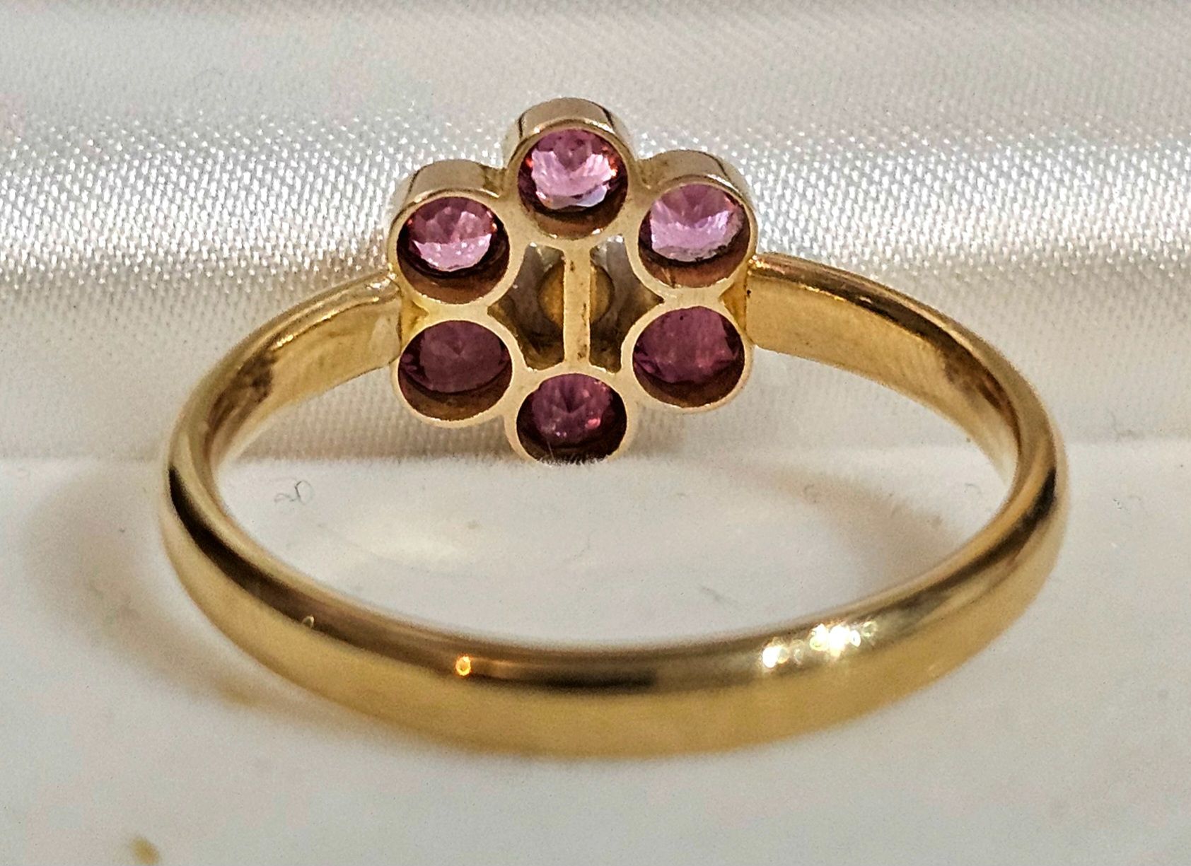 Preowned Bespoke 9ct Gold Tourmaline and Pearl Cluster Ring Yellow gold ct gold