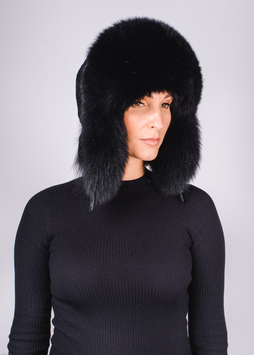 FurbySD Astrakhan  Fox Fur Hat Black