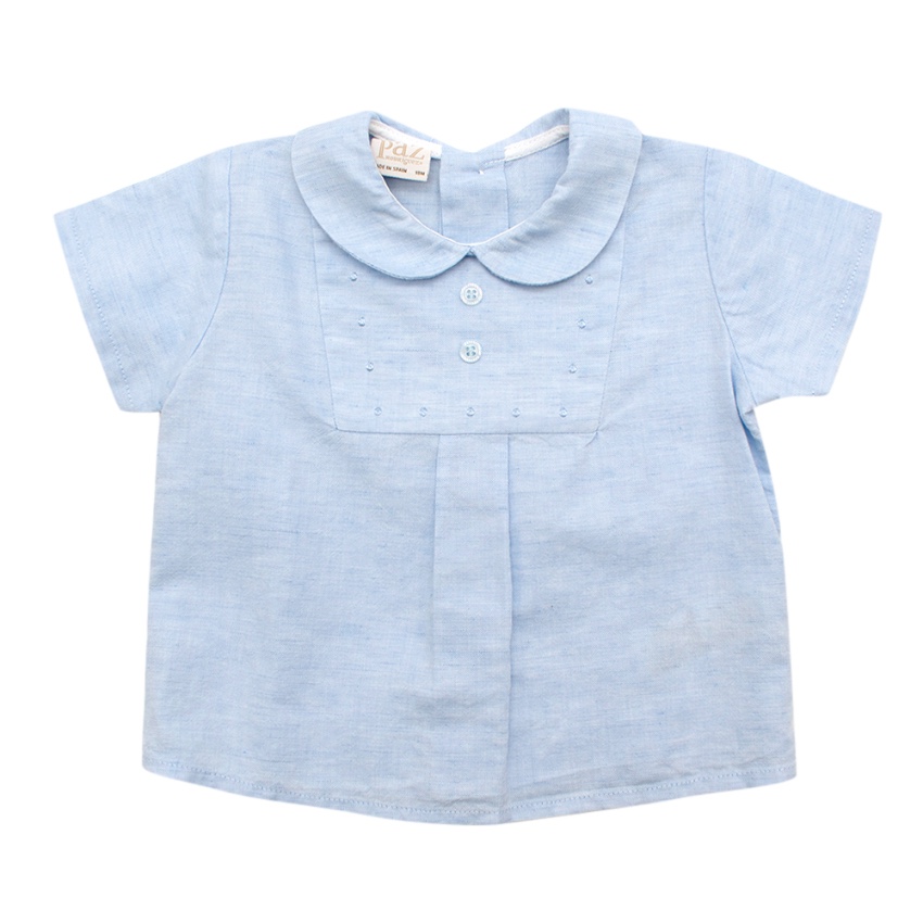 Boys Paz Rodriguez Blue Cotton  Linen Short Sleeve Top Size 12-18 Months