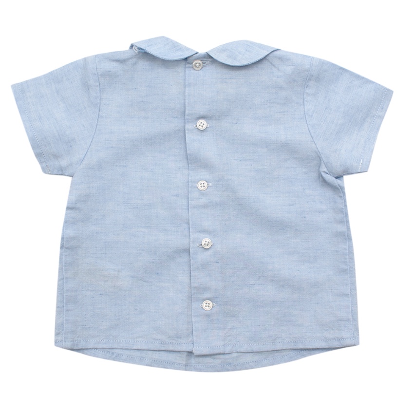 Boys Paz Rodriguez Blue Cotton  Linen Short Sleeve Top Size 12-18 Months