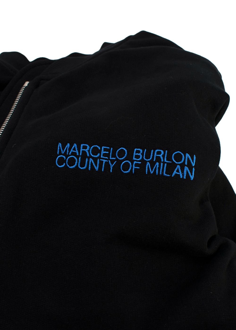 Men's Marcelo Burlon Black Logo Fleece Bomber Jacket Size XL cotton