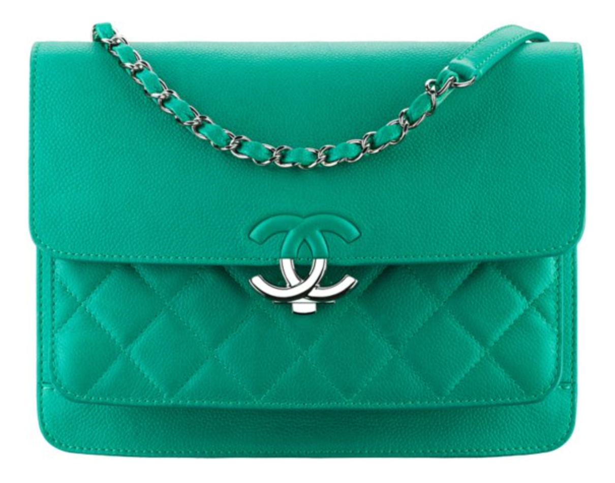 Chanel Emerald Green Caviar Quilted CC Box Bag