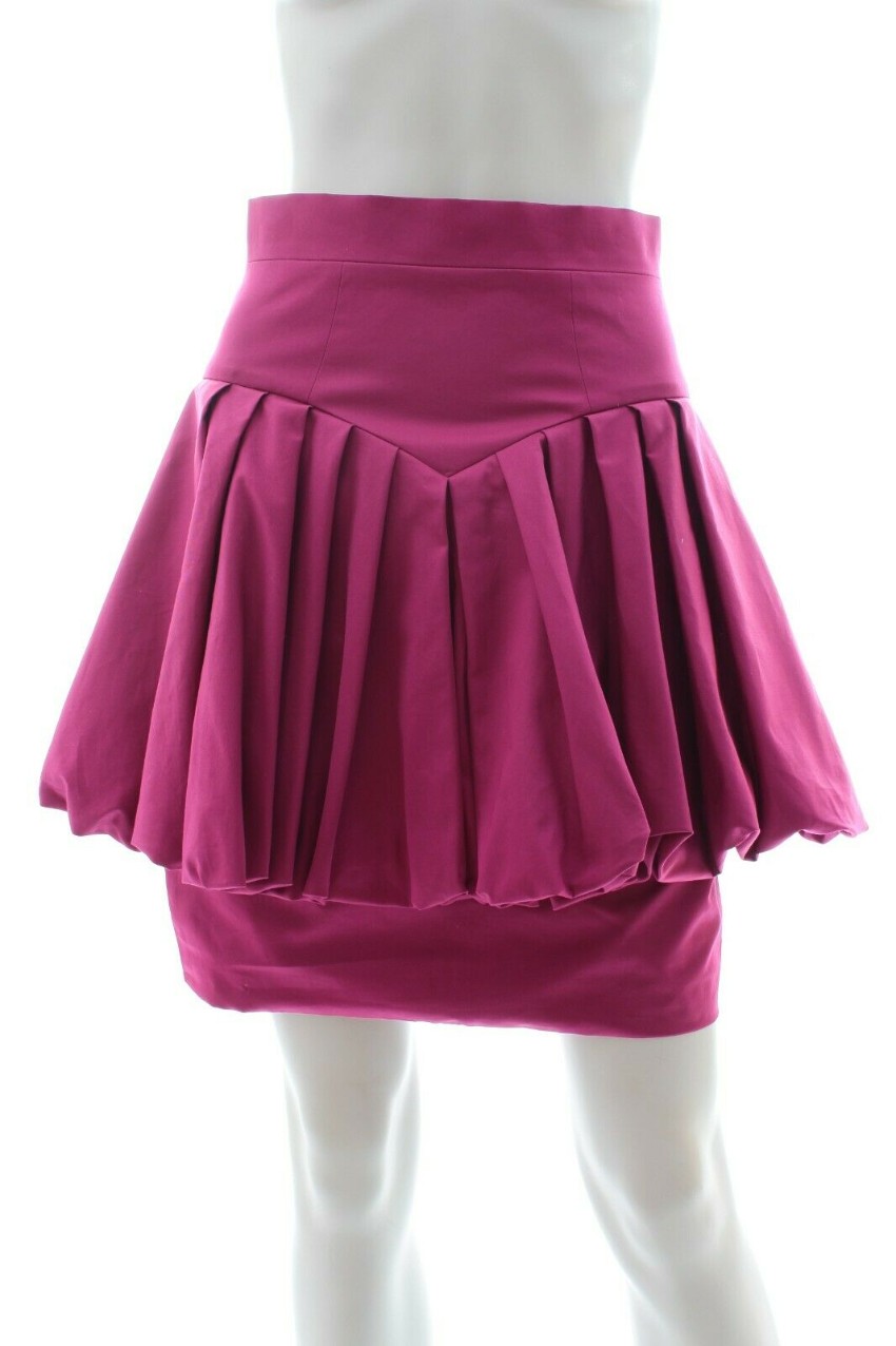 Louis Vuitton Pink Poplin Pleated Peplum Bubble Skirt Size XS cotton