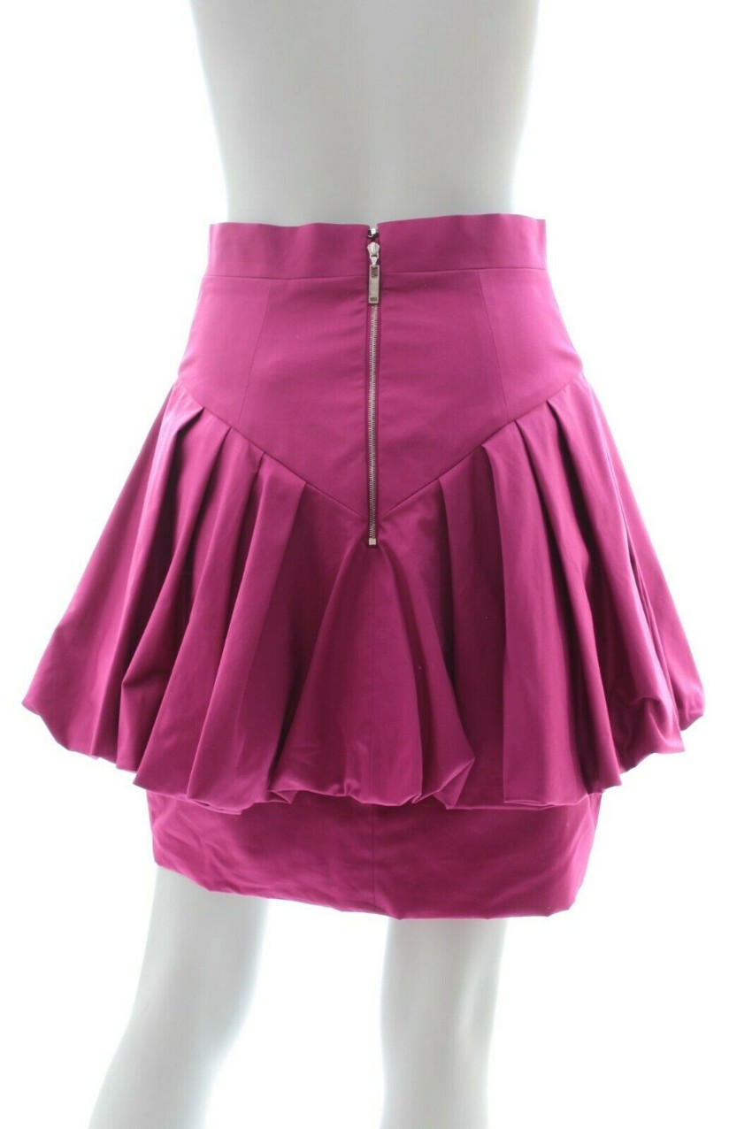 Louis Vuitton Pink Poplin Pleated Peplum Bubble Skirt Size XS cotton