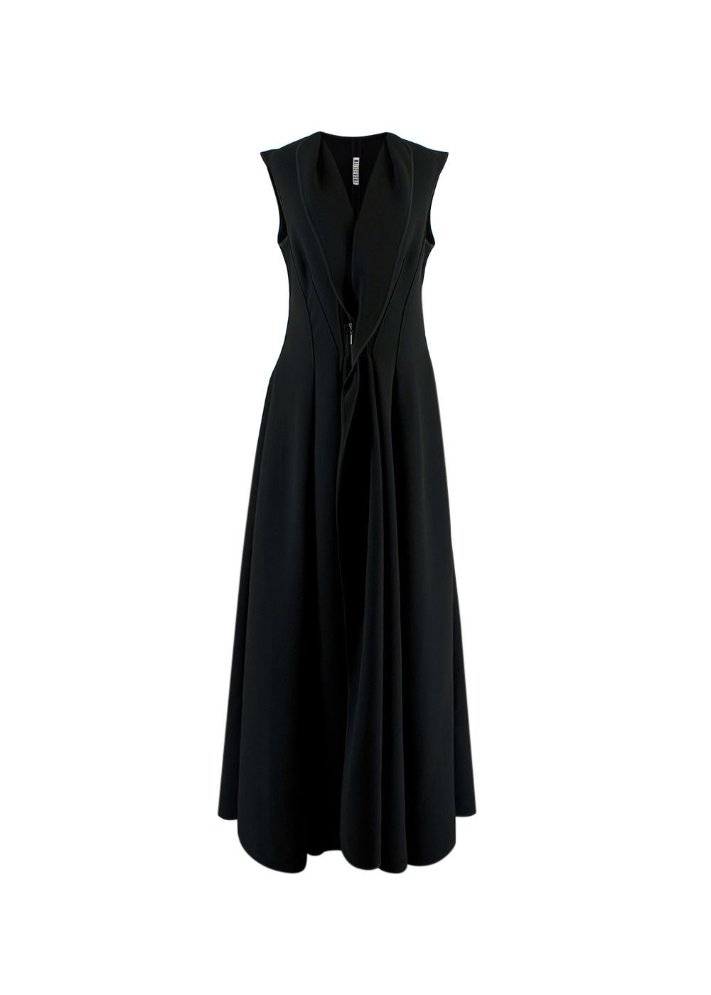 Maticevski Black Flared Pleated Zip Gown Size M polyester