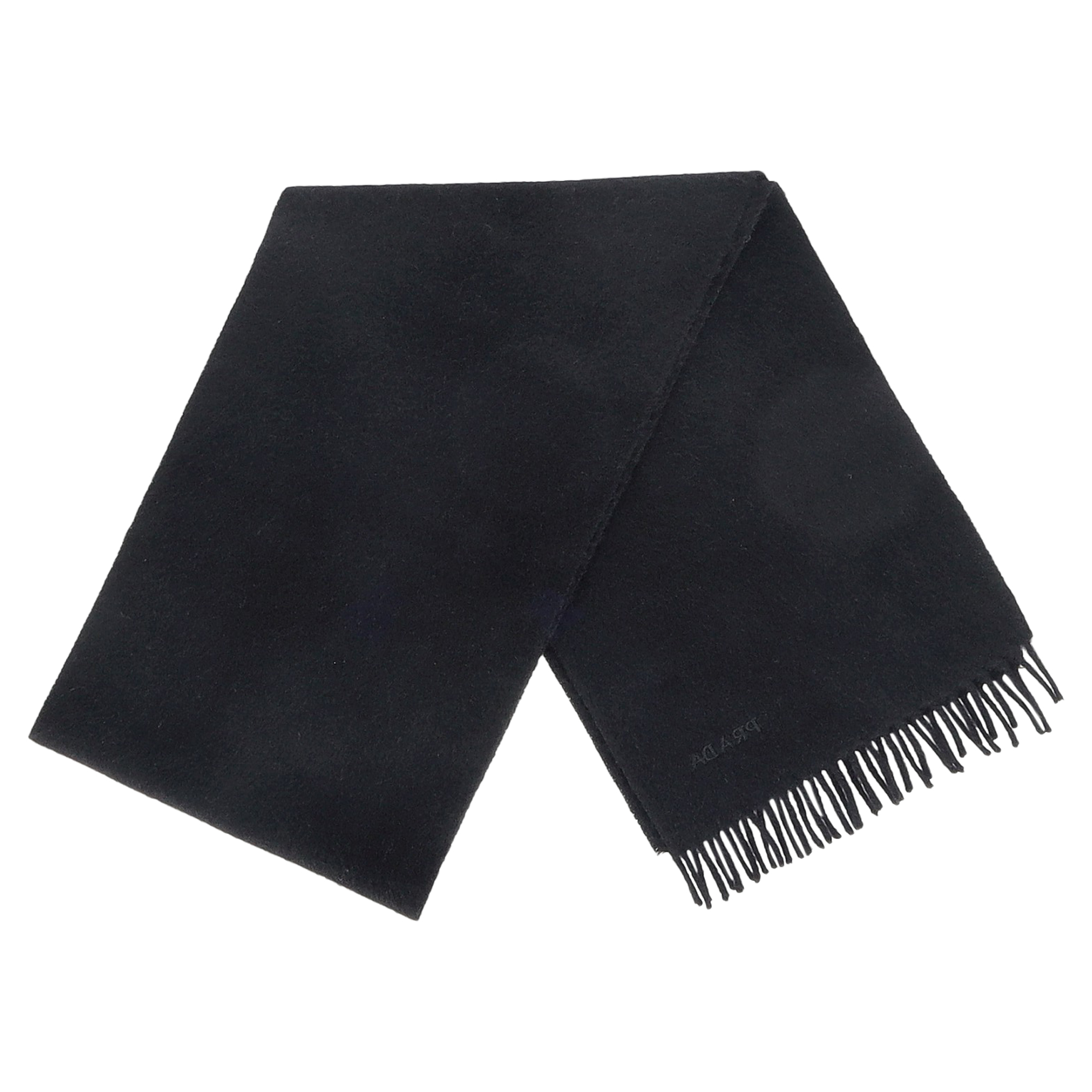 Prada Black Fringed Wool Scarf