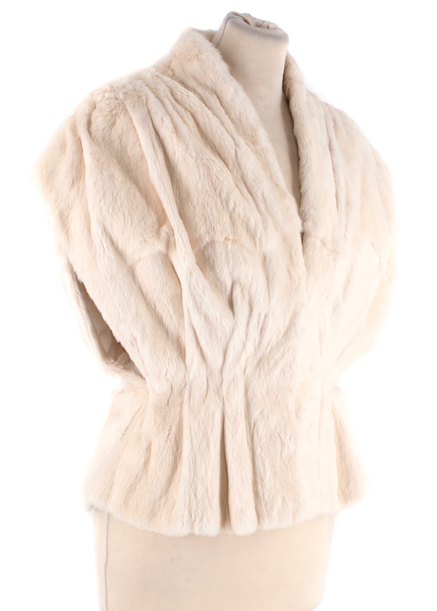 Alexander McQueen Archive Ivory Cinched-Waist Fur Bolero Size XS