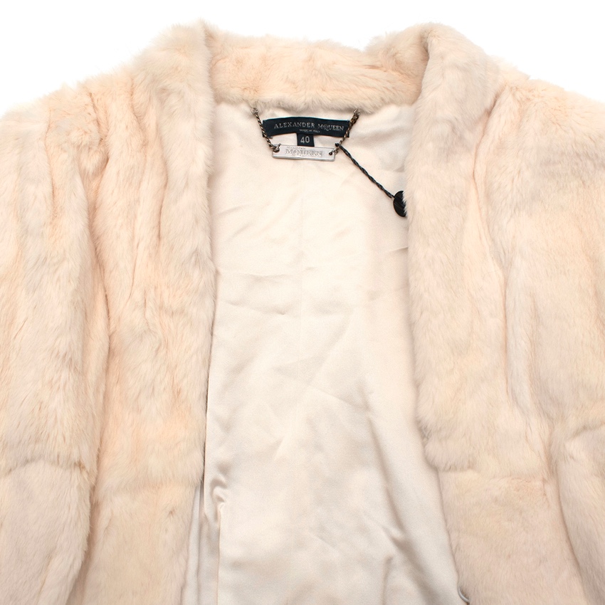 Alexander McQueen Archive Ivory Cinched-Waist Fur Bolero Size XS