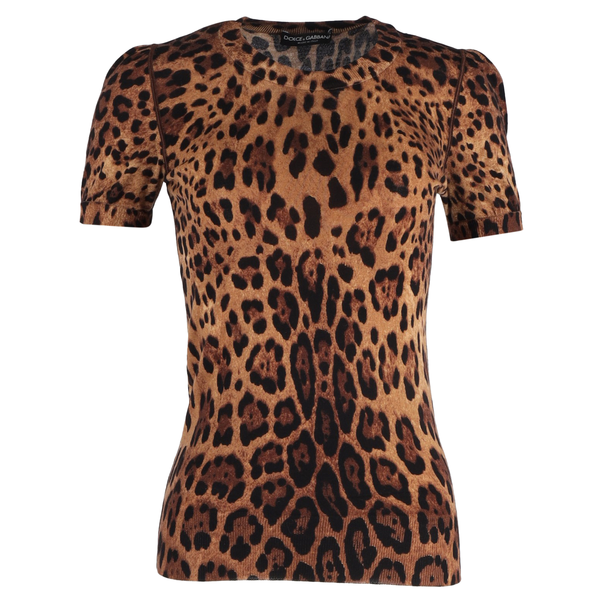 Preowned Dolce  Gabbana Leopard Print Knit T-shirt Size S multicolor print | animal print cellulose fibre/rayon