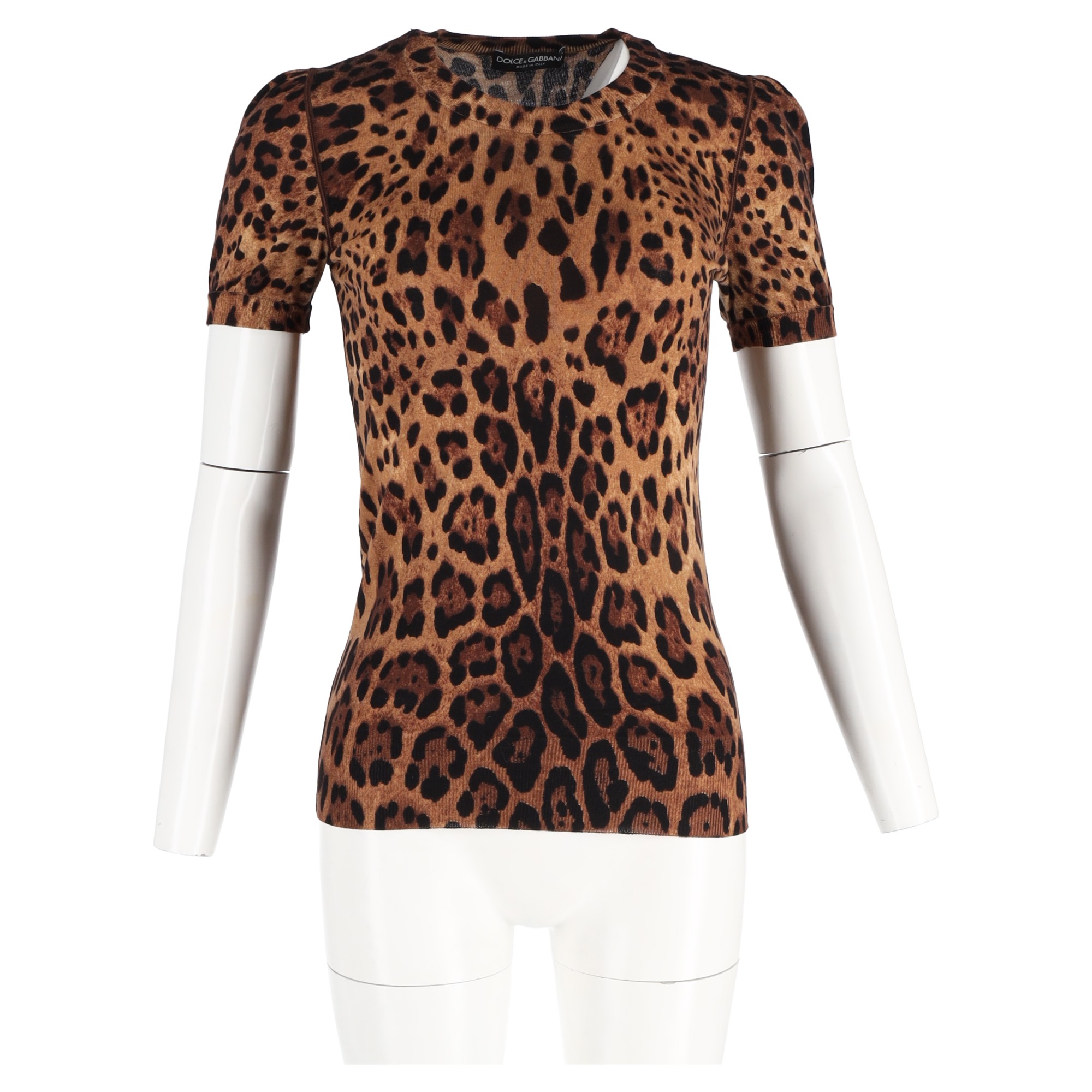 Preowned Dolce  Gabbana Leopard Print Knit T-shirt Size S multicolor print | animal print cellulose fibre/rayon